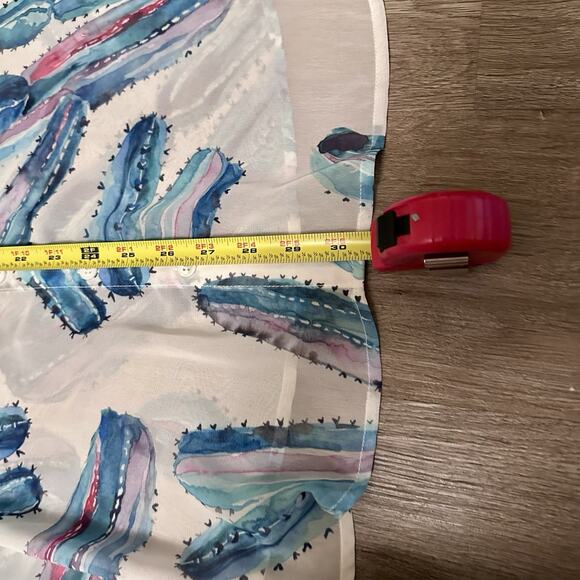 ModCloth Sheer Cactus Print Button Down Blouse Sz 4X Flowing Lightweight Artsy - Picture 8 of 9